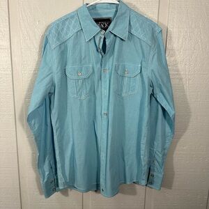 Buckle Black Aqua Long Sleeve Shirt Size Medium EUC
